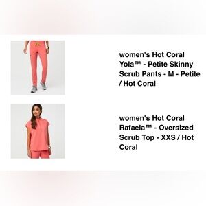 Figs Women's Hot Coral Scrub Set- top XXS, pants- MP